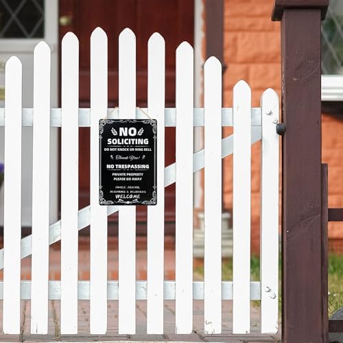 No Soliciting & No Trespassing Chic Metal Signs for Yard