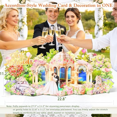 Pop Up Wedding Card, Musical Light Up Just Married Cards for Bride & Groom