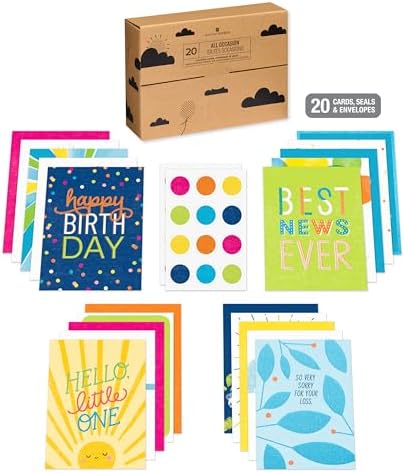 American Greetings 20-Count All-Occasion Card Pack, Bright Mixed-Occasion Designs