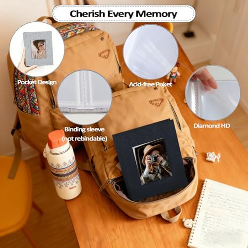 Popotop 2 Pack Photo Album 5x7 Pictures, Small Linen Slip-in Photo Albums Book for 80 Photos with 40 Pockets, Birthday Gifts for Women Mom Family Baby