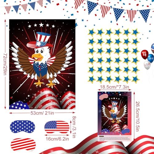 ASTARON 4th of July Patriotic Party Game for Kid Pin The Tail on The Eagle