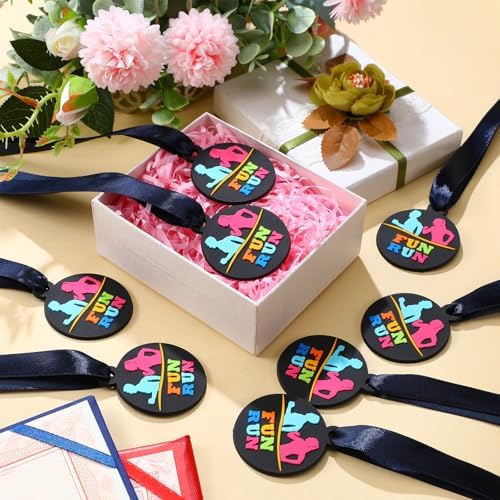 AmazingSpark 60 Pcs Fun Run Award Medals, 2 Inch Rubber Medals Bulk Winner Encourage Team Participation for Kids Adults Trophy Award Prize Gift Competitions Graduation Party