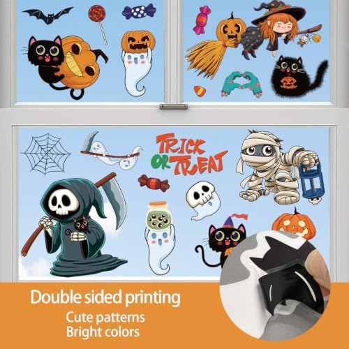 72Pcs Halloween Window Clings, Halloween Window Stickers for Party Decor