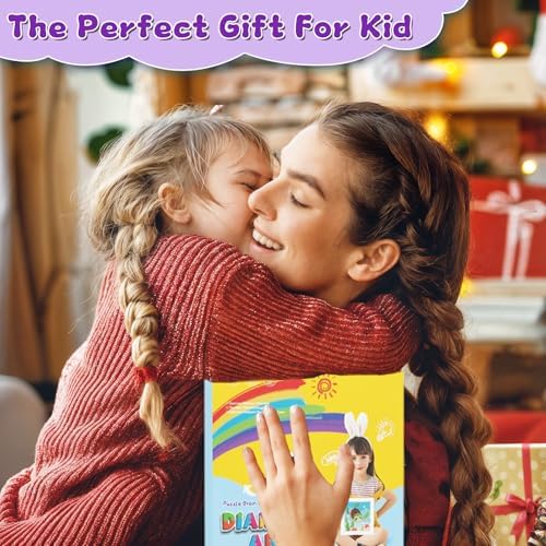 Halloween Ghost Diamond Art Painting Kits for Kids with Frame, Diamond Painting Kits for Kids Ages 4-8-12, Easy Gem Arts and Crafts Gift for Girls Boys Adult Beginners Home Wall Decor(7x7inch)