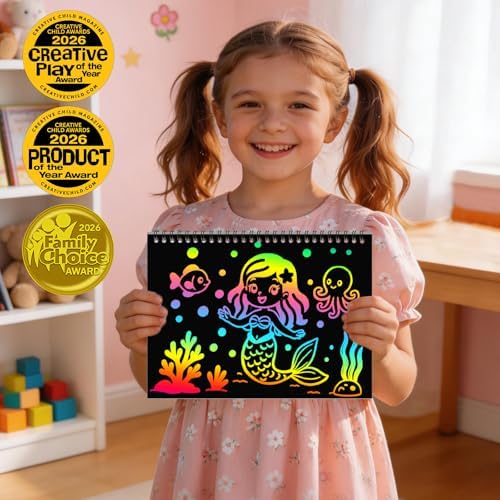 ZMLM Scratch Paper Art-Crafts Gift: 2 Pack Rainbow Notebooks Supplies Toys