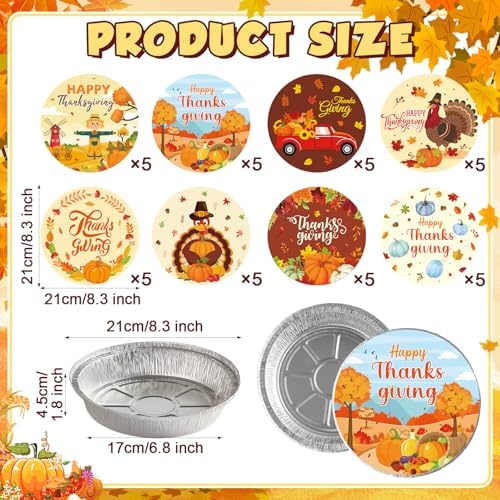 40Sets Thanksgiving Leftover Containers with Lids Thanksgiving to Go Food Container Fall Aluminum Foil Storage Pans Disposable Leftover for Party Baking Roasting Meal Prep Holiday BBQ Table Decoration