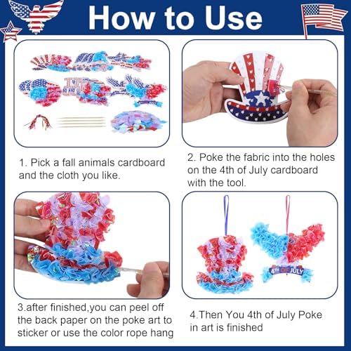 Fennoral 24 Pack 4th of July Craft Kit for Kids