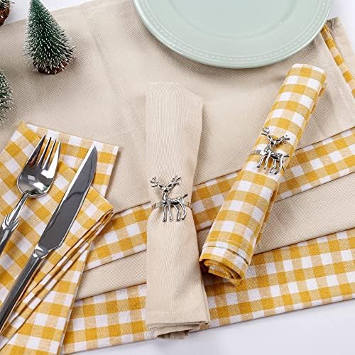 Silver Reindeer Napkin Rings Set of 12, Christmas Deer Ring Holders With Silver Buckle, Alloy Metal Napkin Rings For Holiday Party Table Setting