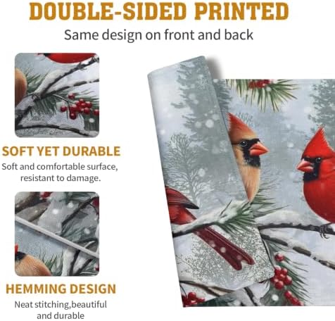 Christmas Placemats Set of 4 Red Cardinal Birds Snowy Place Mats