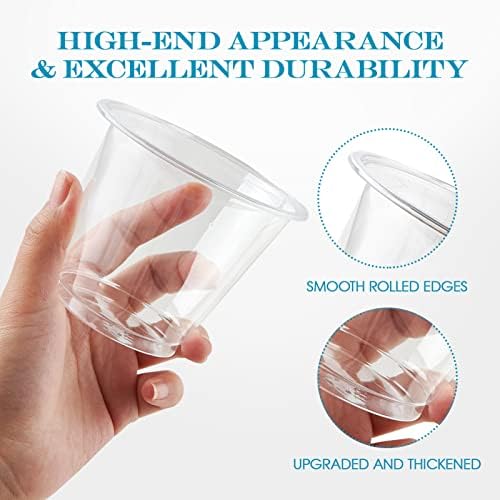Turbo Bee 100 Pack 9oz Clear Plastic Cups,Disposable Crystal Drinking Cups,PET Plastic Party Cups for Wine,Juice,Iced Coffee and Cold Drinks