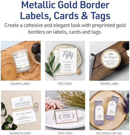 Avery Tent Cards, 2" x 3.5", Gold Borders, 80 Place Cards (3328)