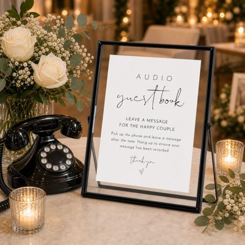 Calculs Audio Guest Book Sign, Black 8x10 Floating Picture Frame