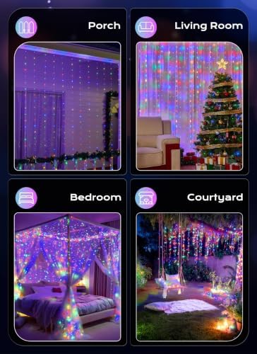 Brightown 300 LED Fairy Curtain Lights, 9.8ft x 9.8ft Curtain String Lights