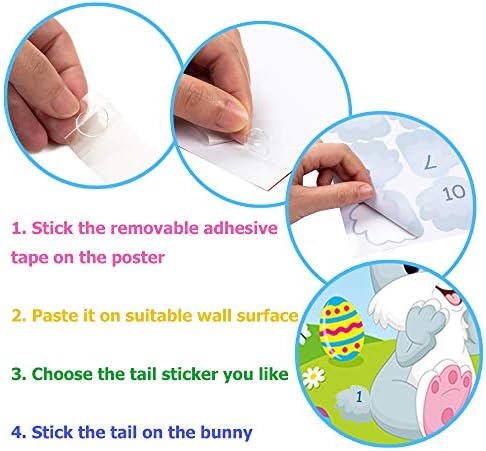Easter Games for Kids Pin The Tail on The Bunny Easter Egg Hunt Activities Games for Party Decorations Crafts Favors Supplies Basket Essential Stuffers Gifts