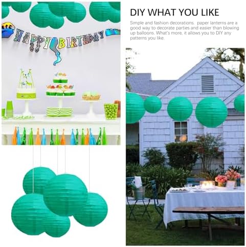 20Pcs Blue Green Paper Lanterns for Parties, 4” 6” 8” 10” 12” Chinese Asian Hanging Round Paper Lanterns for Birthday Wedding Halloween Christmas Home Decor Party Decor