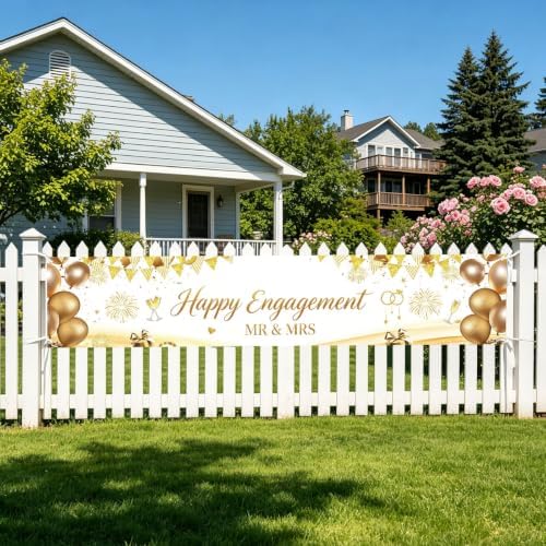 Happy Engaged Banner Decorations for Engagement Wedding Home Party Decor