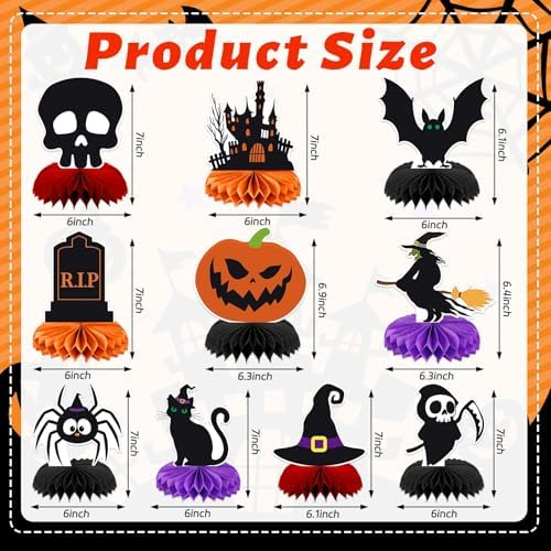 Halloween Table Decorations, 10Pcs Spooky Honeycomb Centerpieces