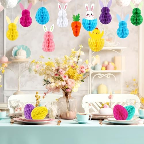 15 Pcs Easter Honeycomb Hanging Decorations Spring Party Decor