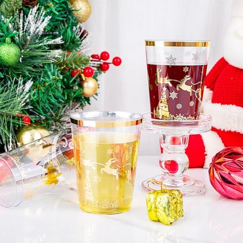 supernal 100pcs Christmas Party Cups,Gold Plastic Cups