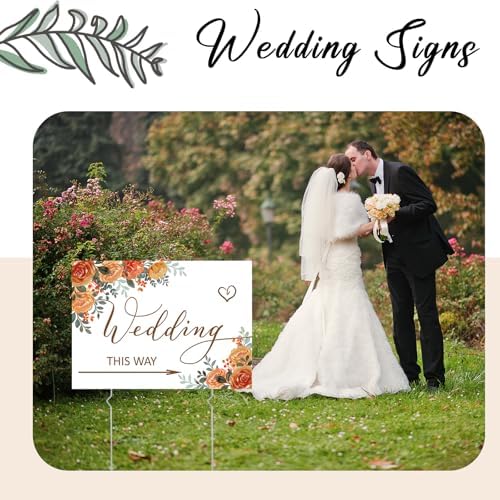 Wenqik 10 Pcs Fall Wedding This Way Directional Parking Signs Rustic Floral