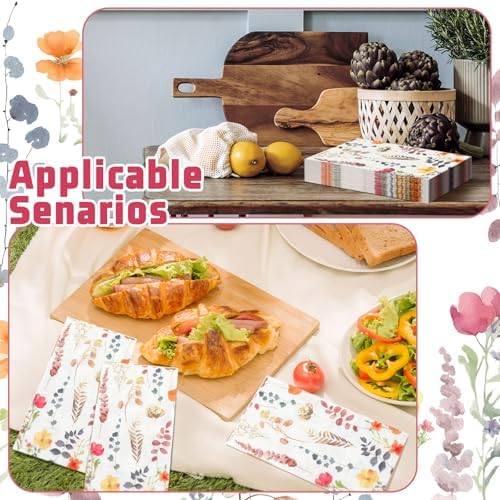 Seajan 200 Pcs Floral Napkins Paper Disposable Hand Towels for Bathroom