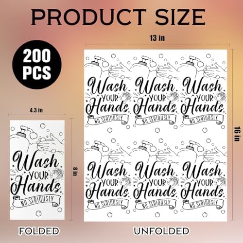 200 Pack Wash Your Hands Disposable Hand Towels for Bathroom Paper Towels for Guests Etiquette Guest Dinner Napkins Decorative Paper Hand Towels for Bathroom Wedding Birthday Anniversary