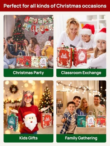 24Pack Christmas Gift Bags with Handles 8.7*6.3*3.2IN Xmas Gift Bags Bulk