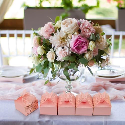 Laser Cut Butterfly Favor Boxes, Pink, 50pcs
