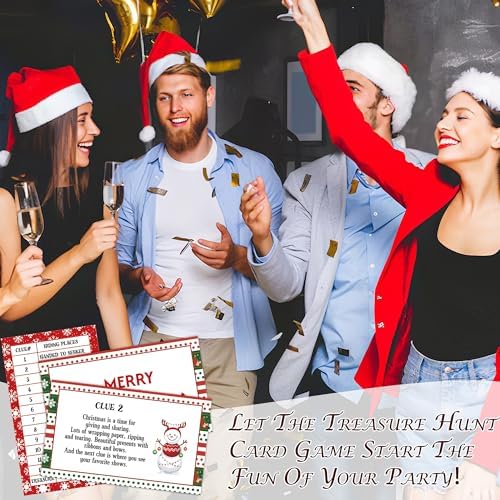 Christmas Scavenger Hunt Game, Xmas Games for Family Treasure Riddle Hunt Cards Game Activities, Winter Christmas Eve New Year Holiday Indoor Outdoor Party Games Supplies, Xmas Gifts for Adults, 04
