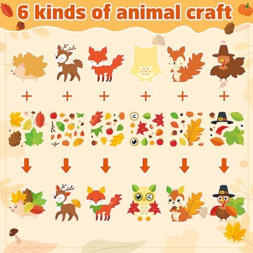 COCHIE Fall Crafts Kits for Kids Cute Turkey Owl Ornament Decorations DIY Autumn Craft Fall Decorations for Fall Theme Party Classroom Home Game Activities Party Favors