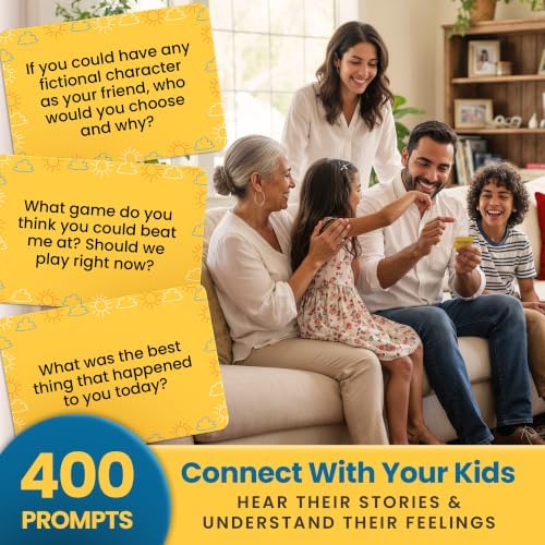 Prompta 400 Conversation Cards for Kids 5-13 - Family Dinner and Road Trips