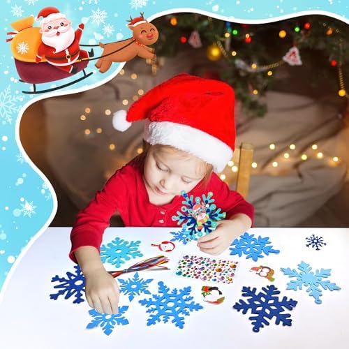 Ruicnte 24 Set Snowflake Ornament Crafts Bulk for Christmas Winter Activity