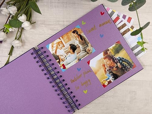 potricher 8 x 8 Inch DIY Scrapbook Album 80 Pages with Kraft Paper, Purple