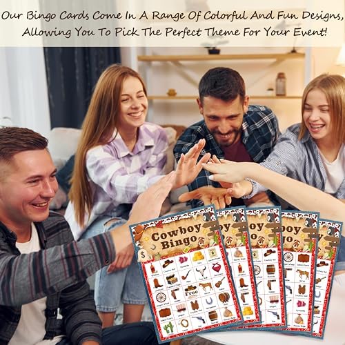 Cowboy Bingo Game Cards for Adults, Western Bingo Cards Game for Family Holidays Friends Gatherings, Ideal for Wild West Themed Party Games, 24 Players Birthday Party Supplies Favors, 012