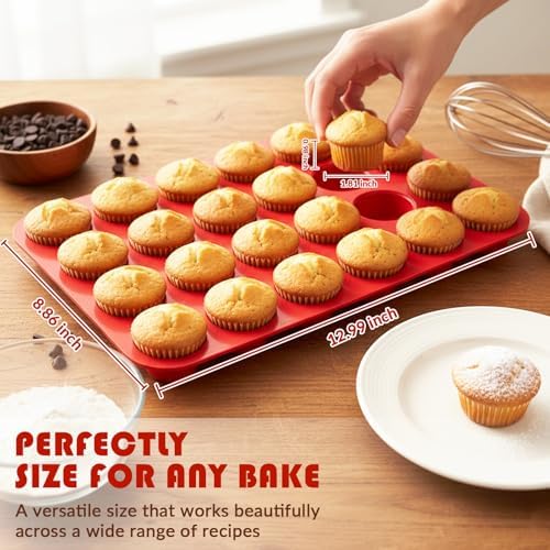 HKNMTT 2Pcs Mini Silicone Muffin Pans for Baking 24Cups Egg Bites Molds