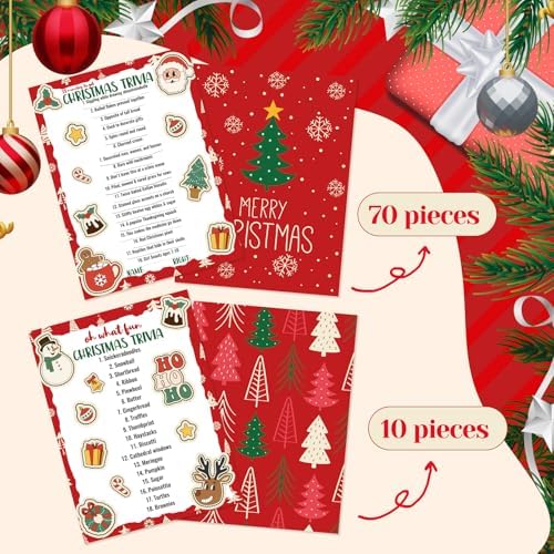 Marspark 80 Pcs Christmas Trivia Game Cards for Family Adults, Stylish