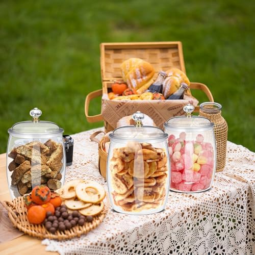 6 Pcs Plastic Candy Jars with Lid, 64 oz