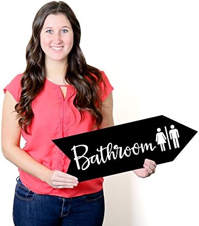Big Dot of Happiness Black Wedding Bathroom Signs - Wedding Sign Arrow - Double Sided Directional Yard Signs - Set of 2 Bathroom Signs