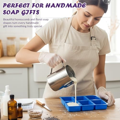HKNMTT 2Pcs Bee Honeycomb Soap Molds 6-Cavity Square Oval Silicone Mold