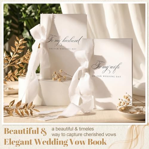 Ngrowtic 2 Set Wedding Vow Books to My Husband Wife, White