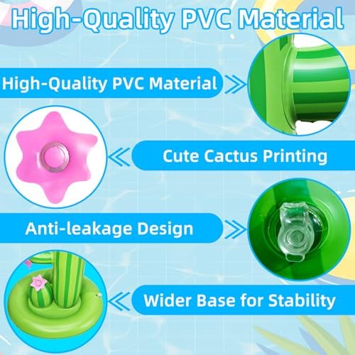 TURNMEON 2 Pack Inflatable Luau Cactus Pool Ring Toss Game Set - 8 Plastic Rings & Wider Base, Adults Summer Hawaiian Beach & Outdoor Party Supplies