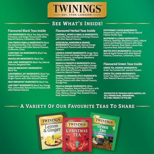 Twinings Tea Advent Calendar Gift Set, 24-Day Holiday Sampler with Black, Green & Herbal Teas, Christmas Countdown Box for Tea Lovers, Brew Joy Together, 48 Count (Pack of 1), 48 Tea Bags