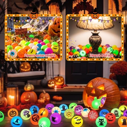 Tiaxidex 72PCS Halloween Party Favors, Bouncy Balls, Glow In The Dark Toys