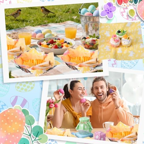 Ireer 300 Pcs Pastel Wax Paper Sheets Parchment for Food Picnic Deli Paper 12x12 Inch Waterproof Wrapping Deli Rabbits Easter Eggs Carrots Flower Basket Liners Greaseproof Easter Day