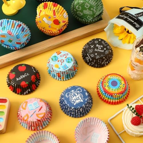 SANNIX 450pcs Back To School Cupcake Liners Baking Cups Cupcake Wrappers