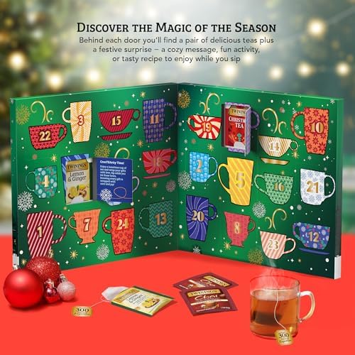 Twinings Tea Advent Calendar Gift Set, 24-Day Holiday Sampler with Black, Green & Herbal Teas, Christmas Countdown Box for Tea Lovers, Brew Joy Together, 48 Count (Pack of 1), 48 Tea Bags