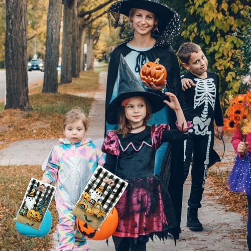 Haooryx Little Boo Pumpkin Party Favor Bags Halloween Plastic Gift Bags