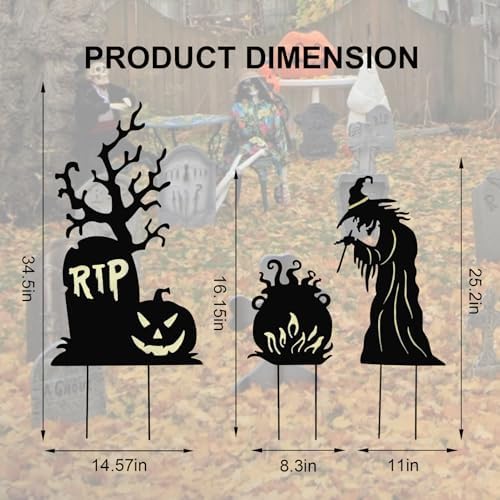 BRIGHTDECK 3 Pcs Halloween Witch Yard Signs Outdoor Decorations, Large