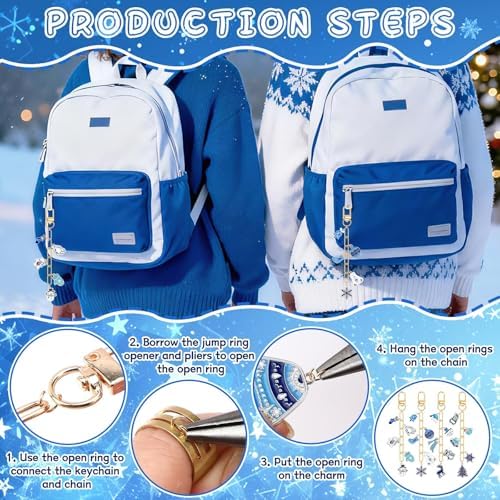 AUGSUN 189Pcs Christmas Winter Keychain Making Kit Holiday Keychain Craft