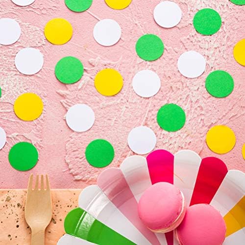 MOWO Yellow, Green and White Confetti Table Decoration, 1.2 inch, 200pc